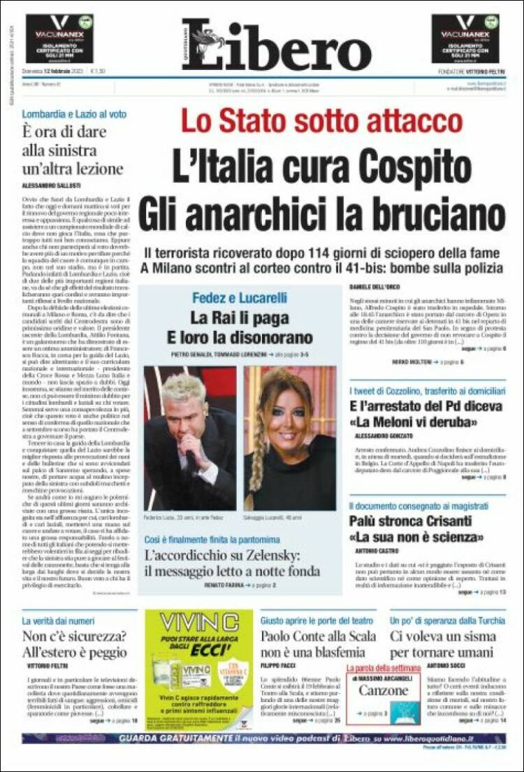 Portada de Libero (Italia)