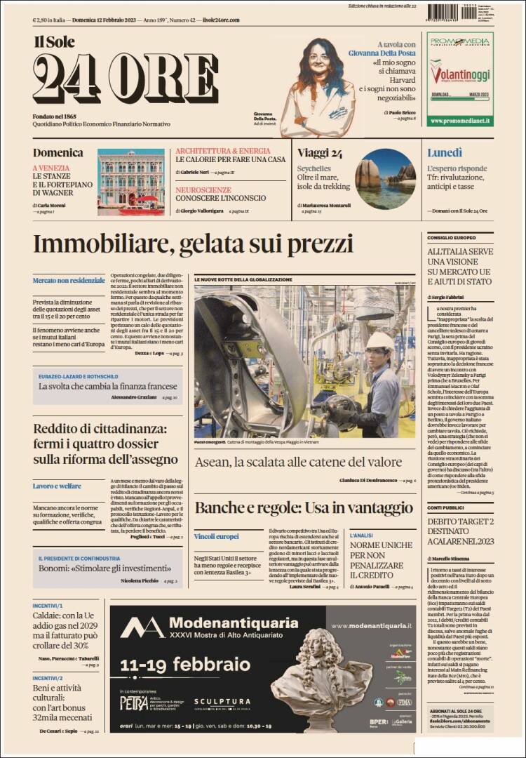 Portada de Il Sole 24 ORE (Italia)