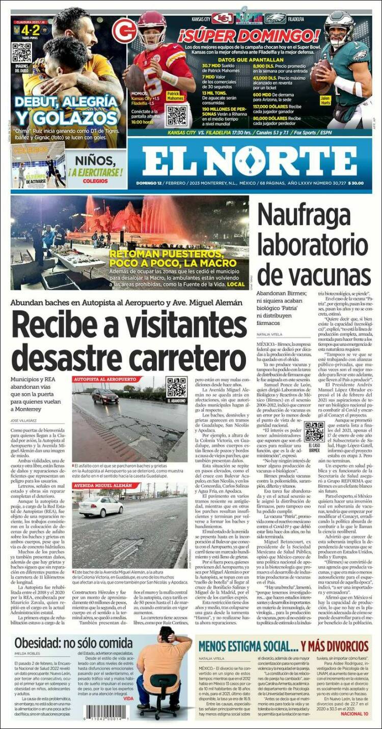 Portada de El Norte (México)