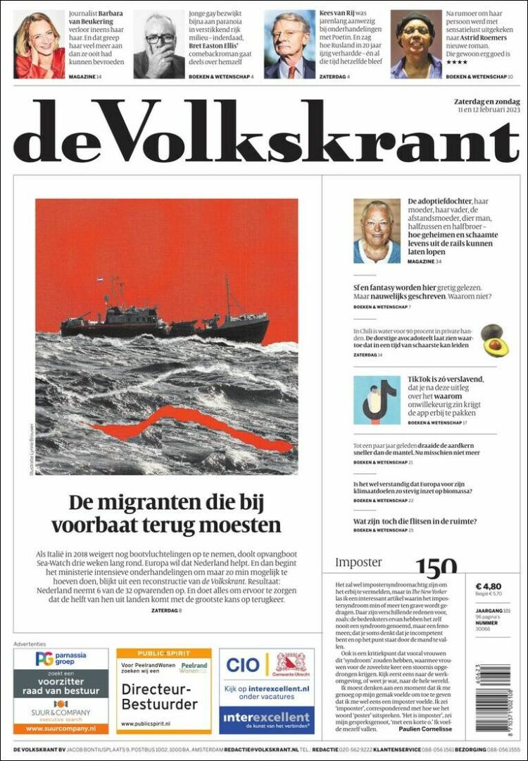 Portada de De Volkskrant (Pa&iacute;ses Bajos)