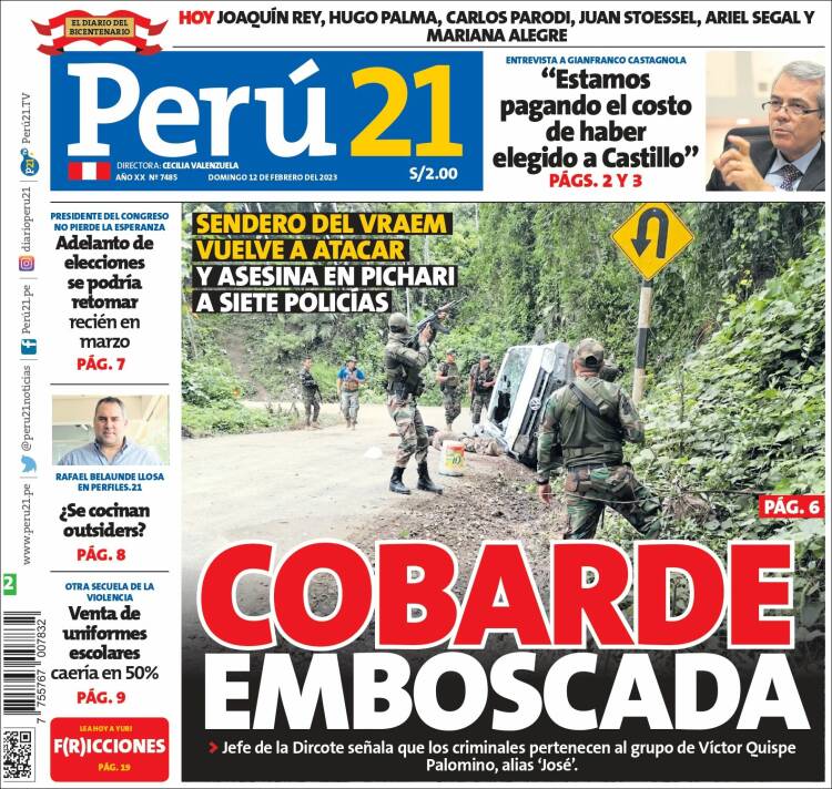 Portada de Perú 21 (Per&uacute;)