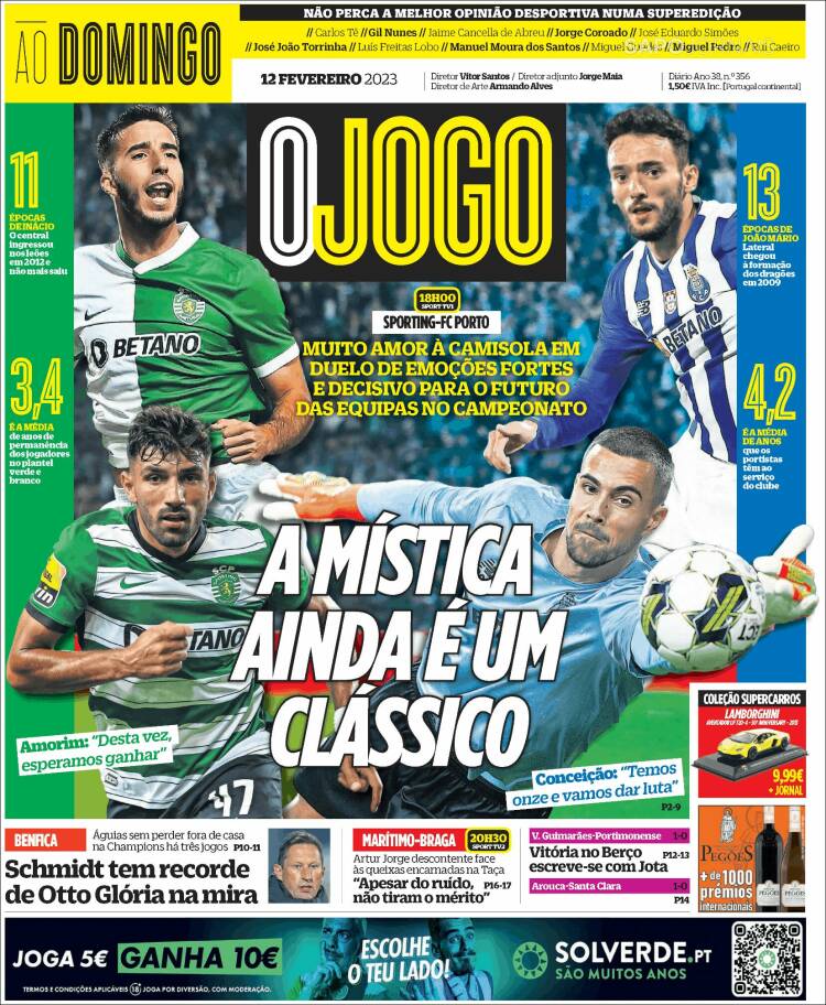 Portada de O Jogo (Portugal)