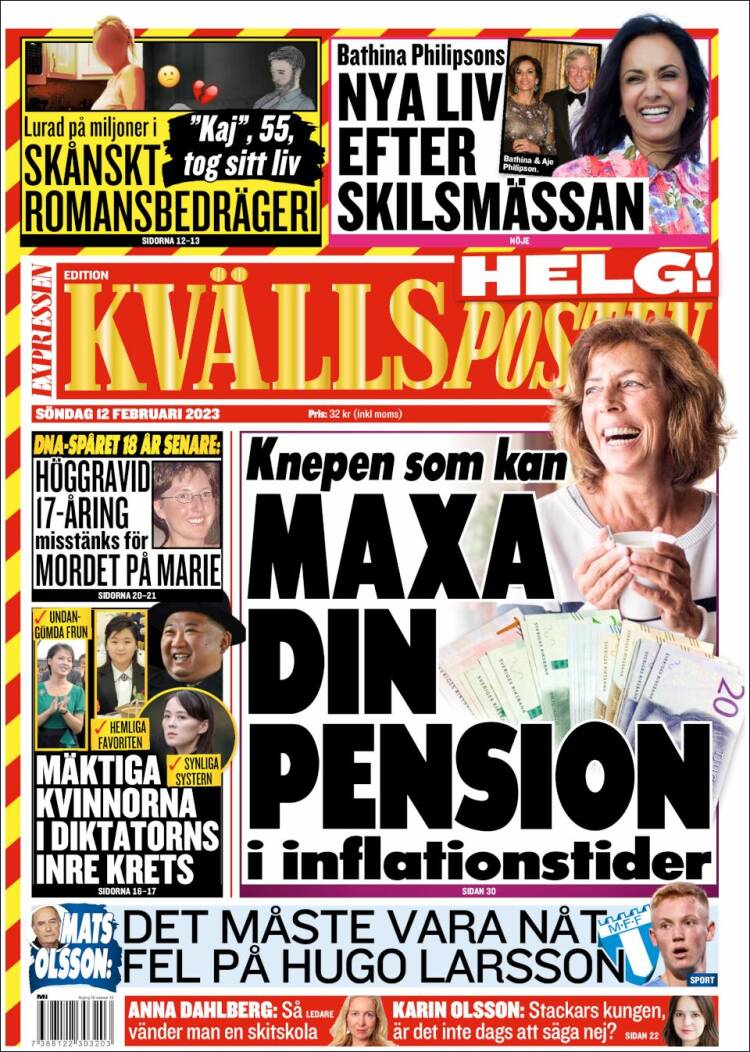 Portada de Kvällsposten (Suecia)