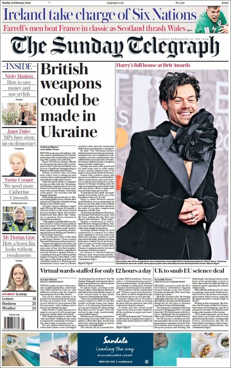 Portada de Daily Telegraph (Reino Unido)
