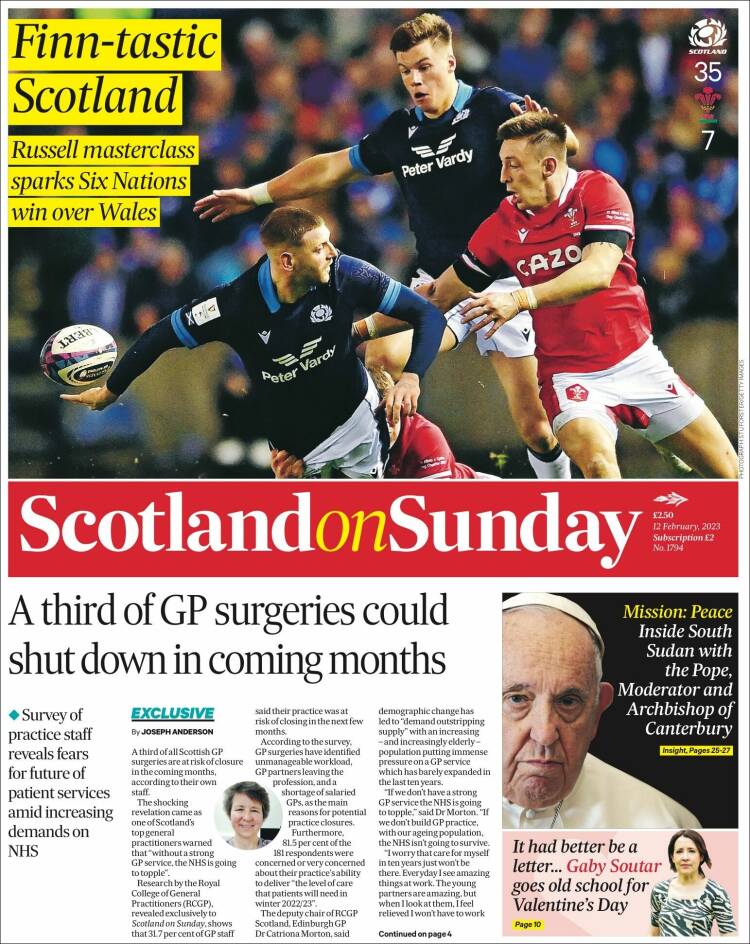 Portada de The Scotsman (Reino Unido)