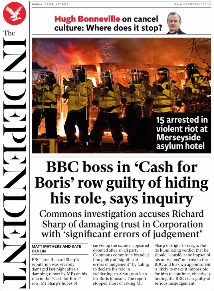 Portada de The Independent (Reino Unido)