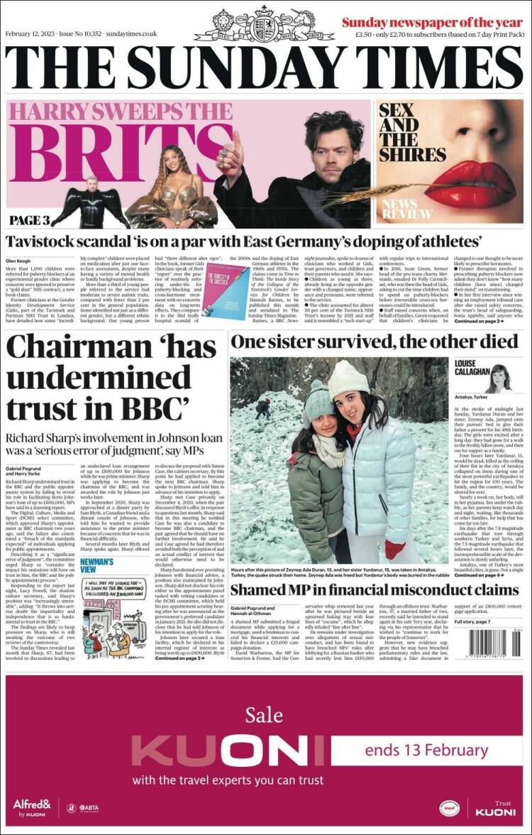 Portada de The Times (Reino Unido)