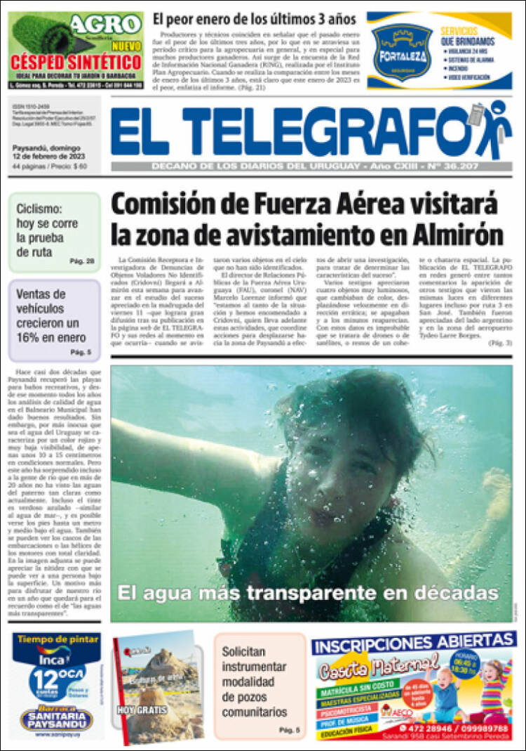 Portada de El Telégrafo (Uruguay)