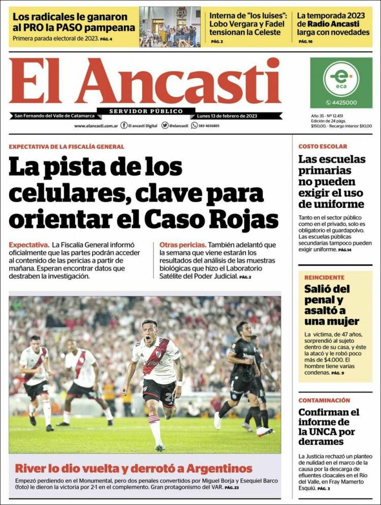 Portada de El Ancasti (Argentina)