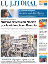 Portada de Diario El Litoral (Argentina)