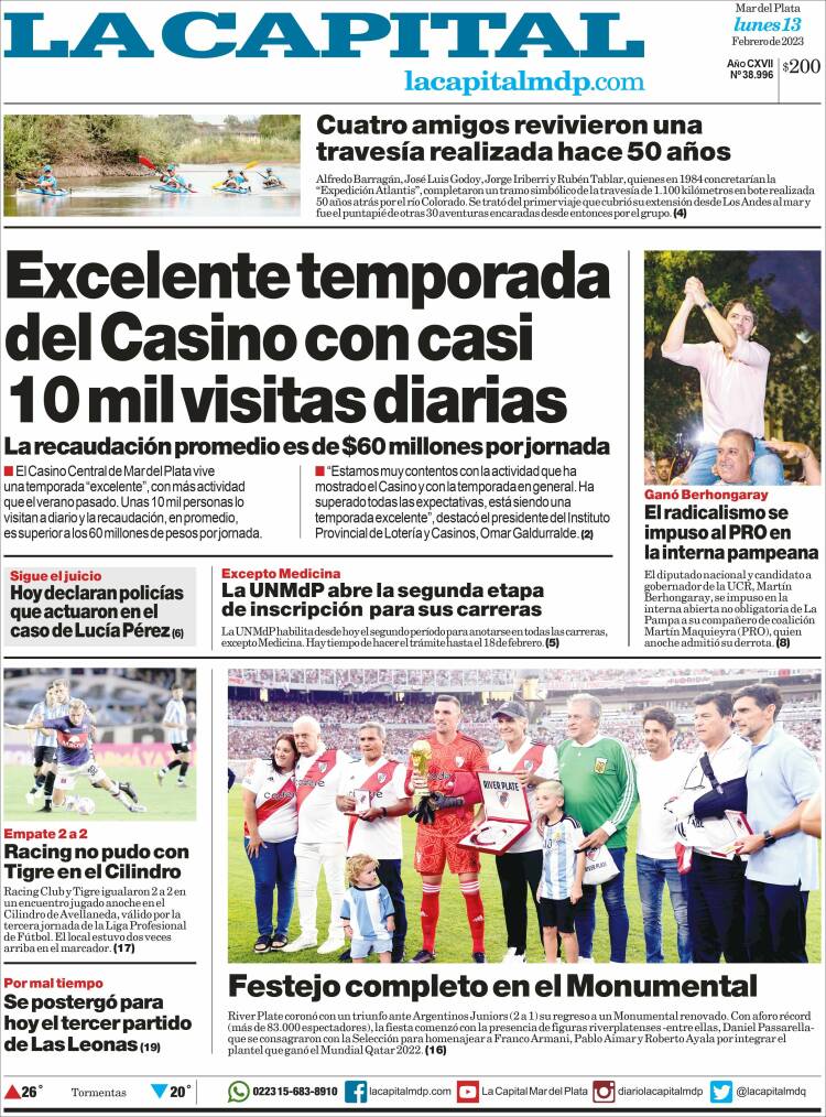 Portada de Diario La Capital - Mar del Plata (Argentina)