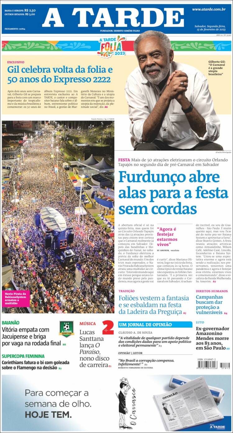 Portada de Diário A Tarde (Brésil)