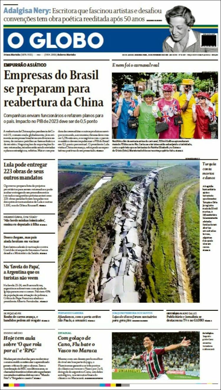 Portada de O Globo (Brésil)