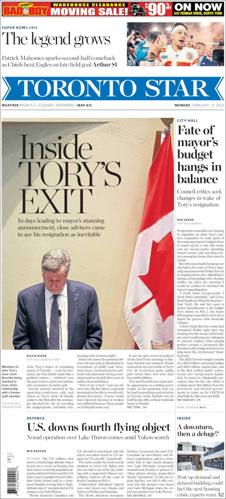 Periódico The Toronto Star (Canadá). Periódicos de Canadá. Edición de