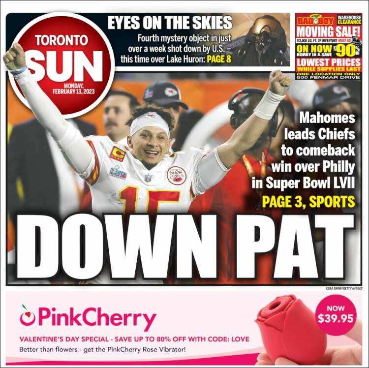 Portada de The Toronto Sun (Canadá)