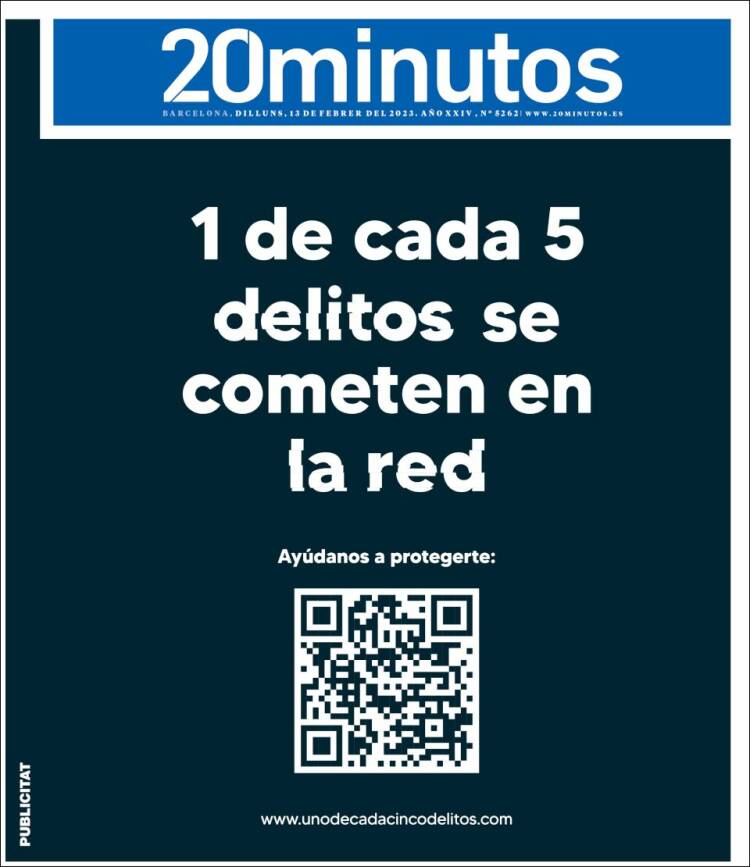 Portada de 20 Minutos - Barcelona (Spain)