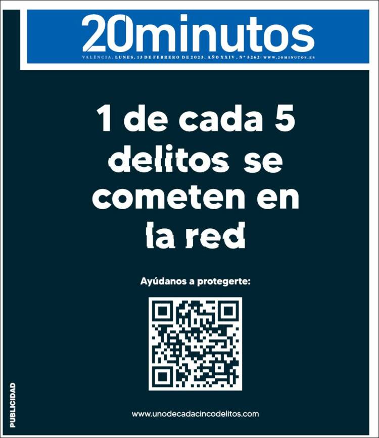 Portada de 20 Minutos - Valencia (Spain)