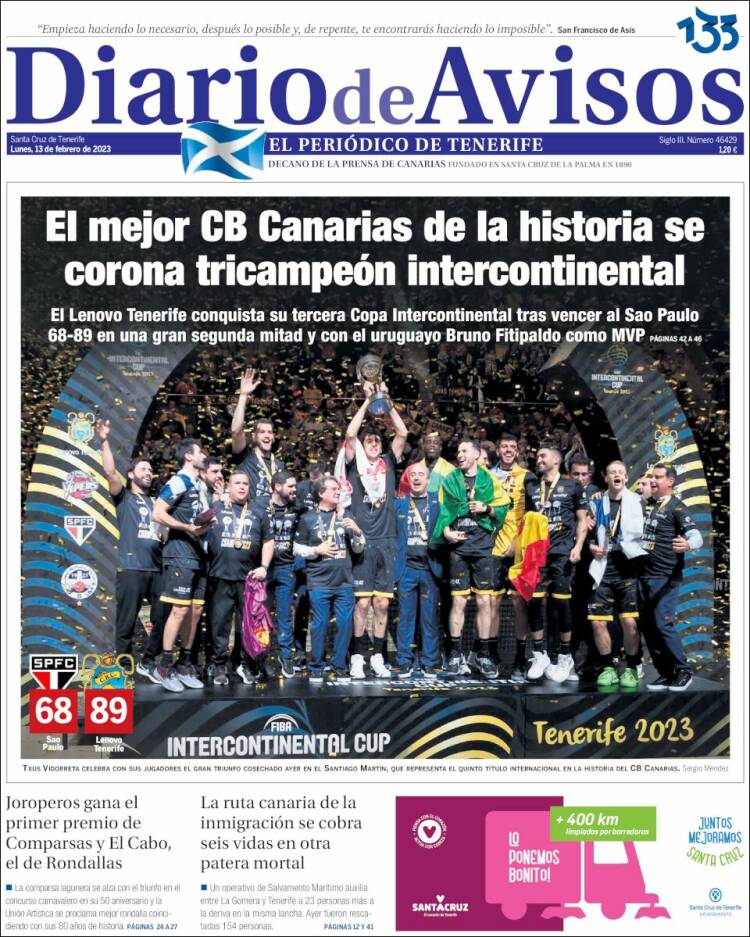 Portada de Diarios de Avisos (Spain)