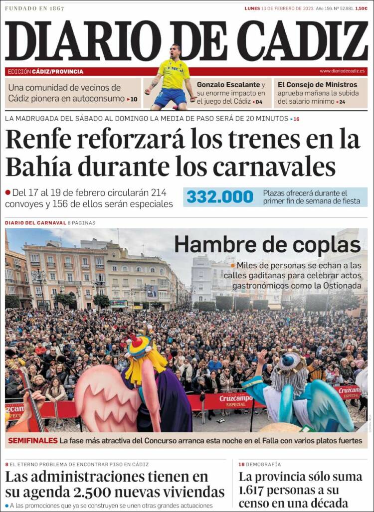 Portada de Diario de Cádiz (Spain)