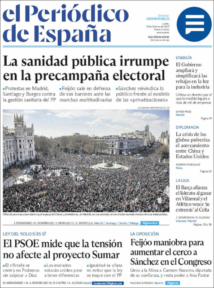 Portada de El Periódico de España (Spain)