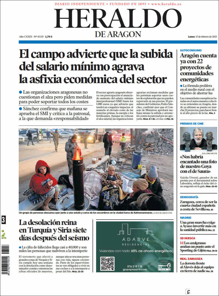 Portada de Heraldo de Aragón (Spain)