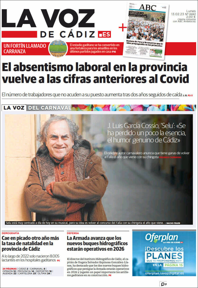 Portada de La Voz de Cádiz (Spain)