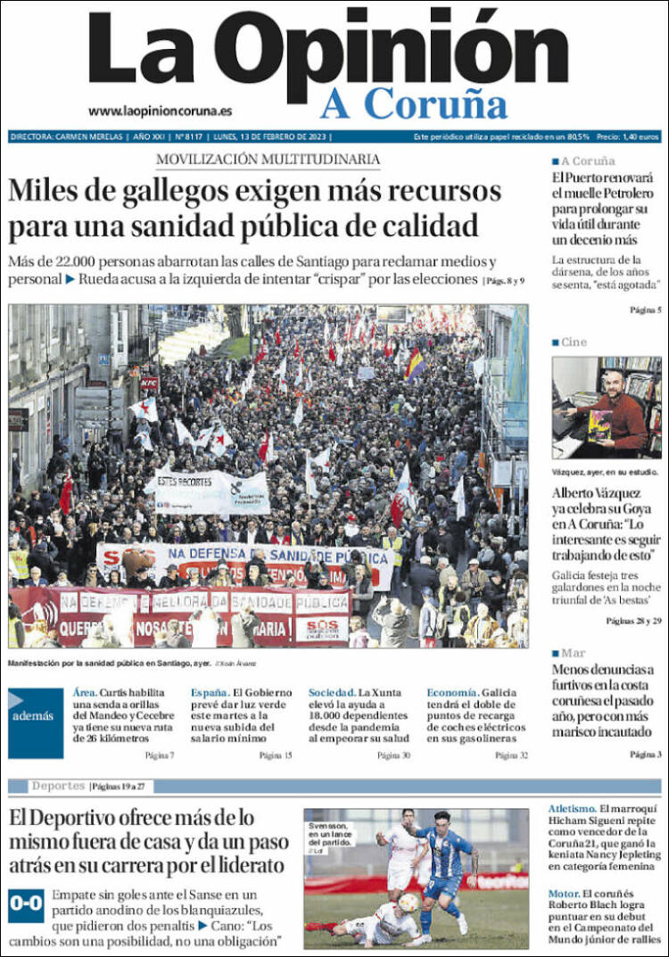 Portada de La Opinión de A Coruña (Spain)