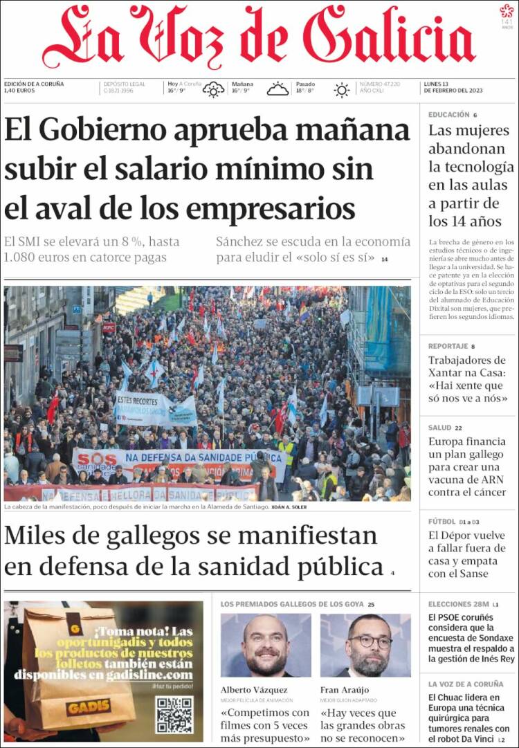 Portada de La Voz de Galicia (Spain)