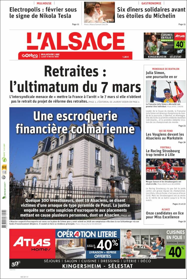 Portada de Journal L'Alsace (France)