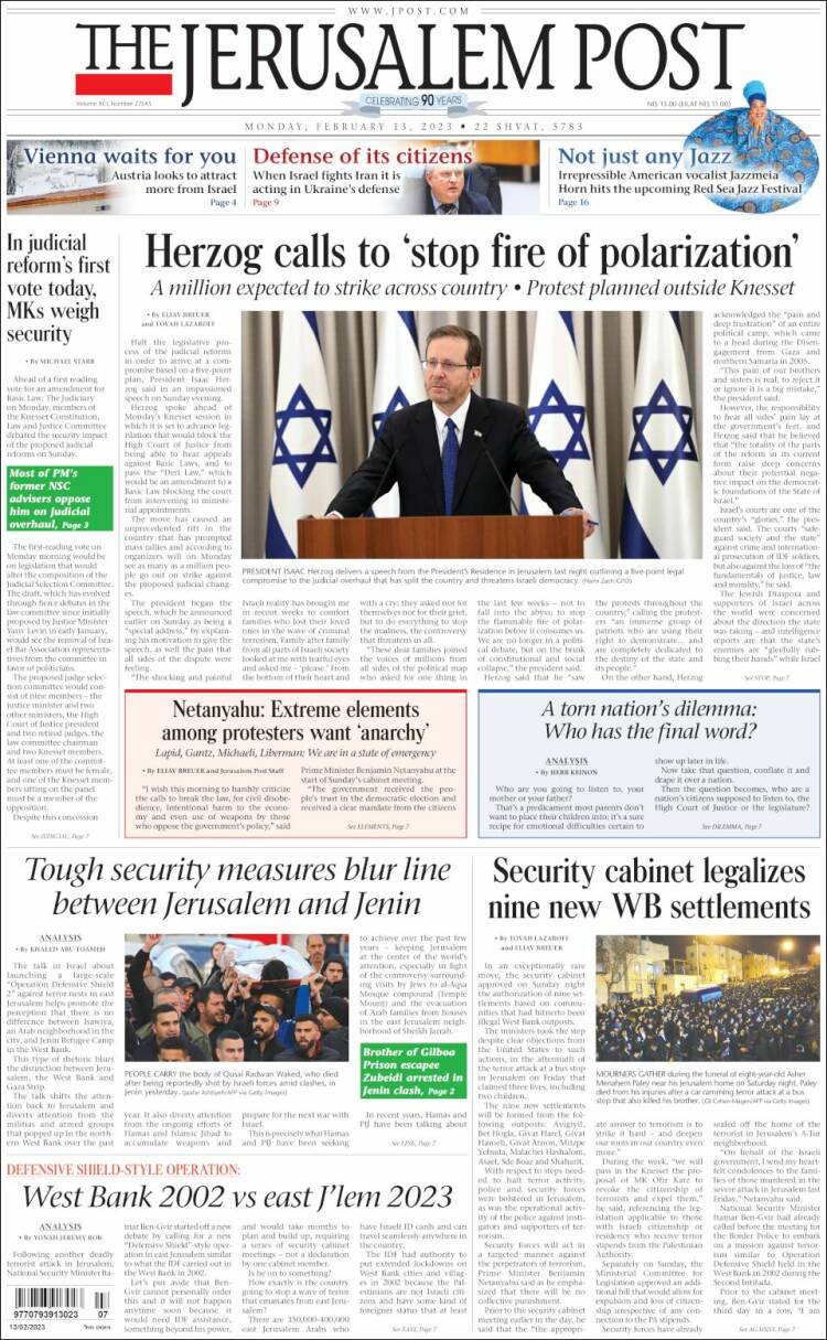 Periódico The Jerusalem Post (Israel). Periódicos De Israel. Edición De ...