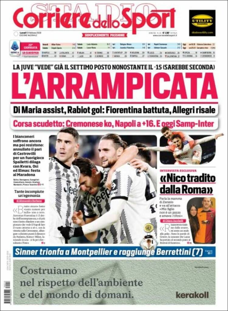 Portada de Corriere dello Sport (Italie)