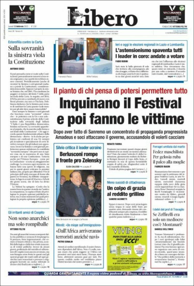 Portada de Libero (Italie)