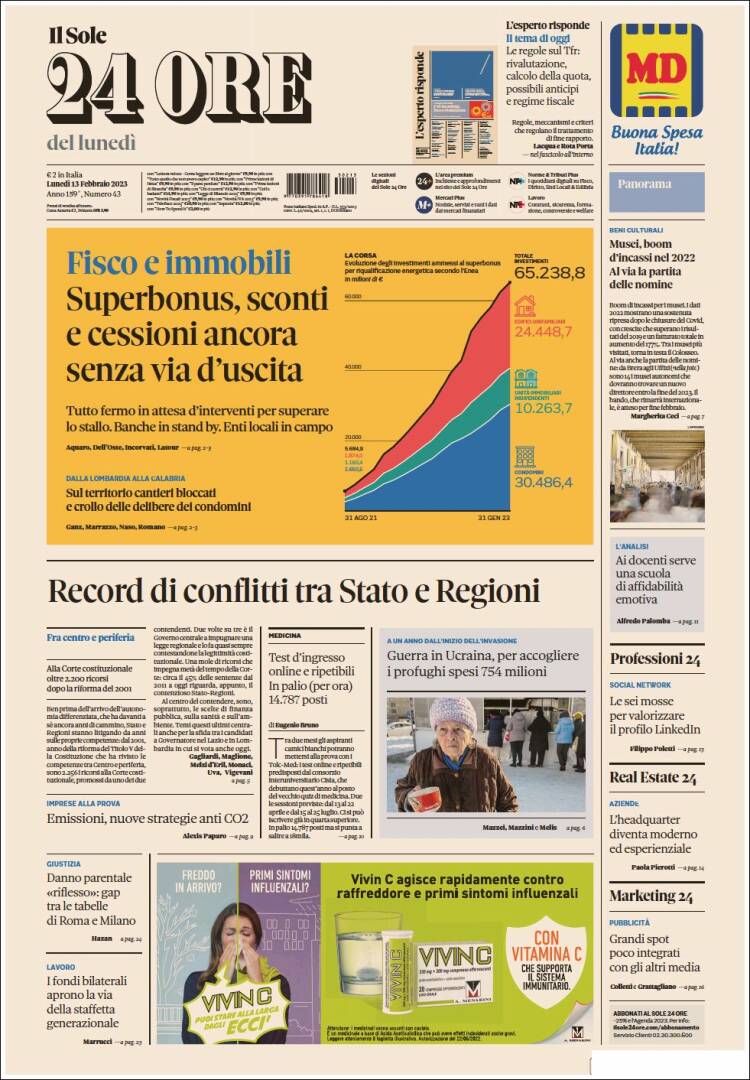 Portada de Il Sole 24 ORE (Italie)