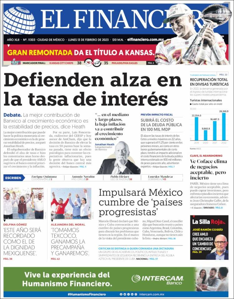 Portada de El Financiero (México)