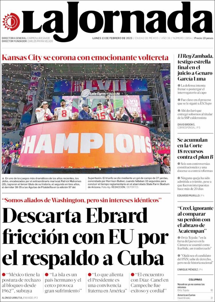 Portada de La Jornada (México)