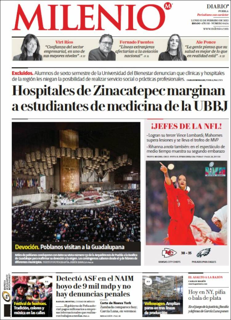 Portada de Milenio de Puebla (México)