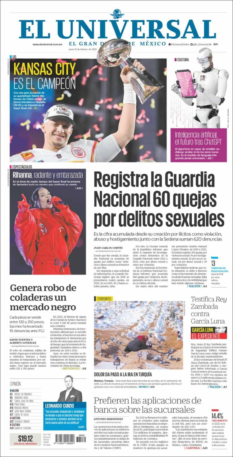 Portada de El Universal (México)