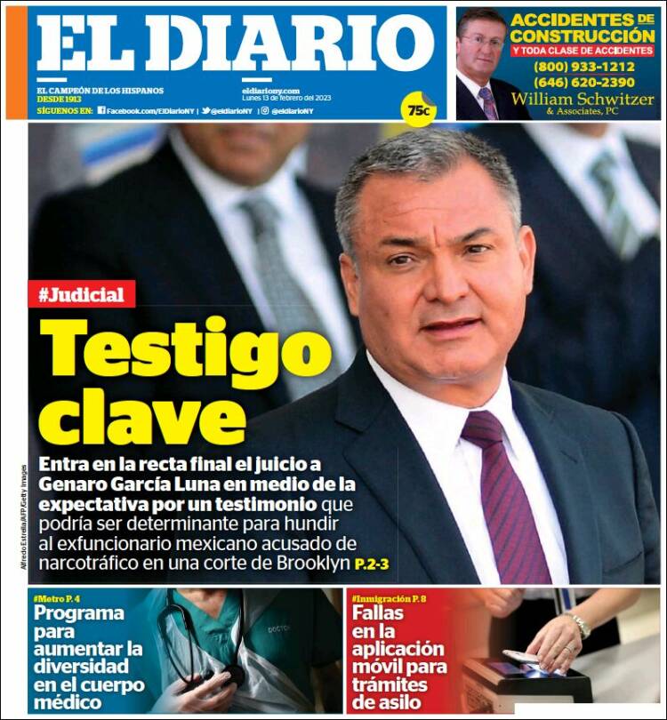 Portada de El Diario NY (États-Unis)