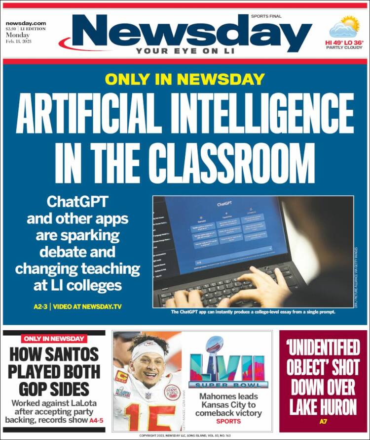 Portada de Newsday (USA)