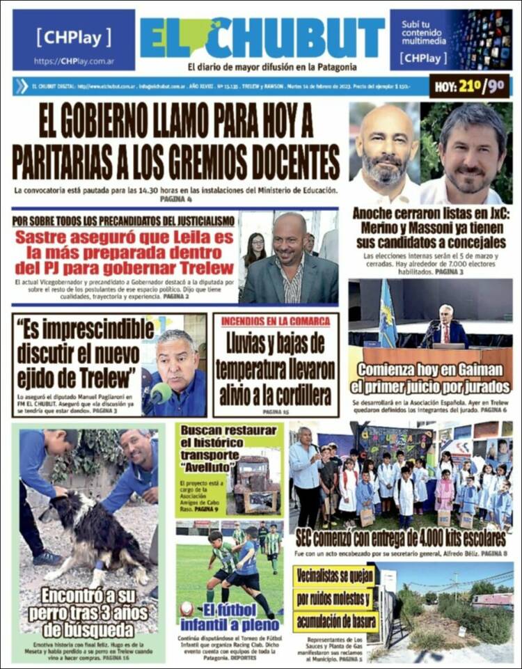 Portada de El Chubut (Argentina)