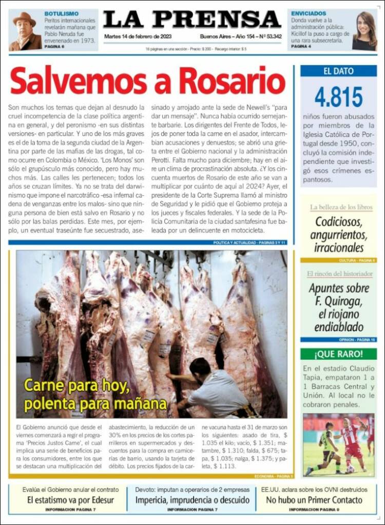 Portada de La Prensa (Argentina)