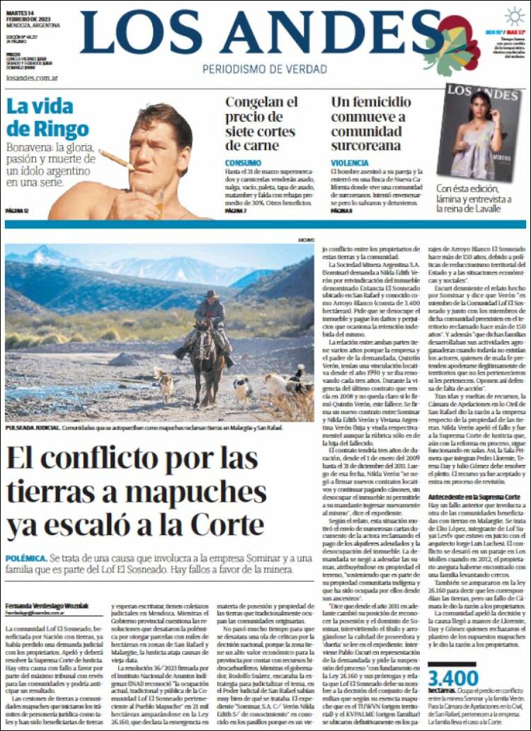 Portada de Los Andes - Mendoza (Argentina)