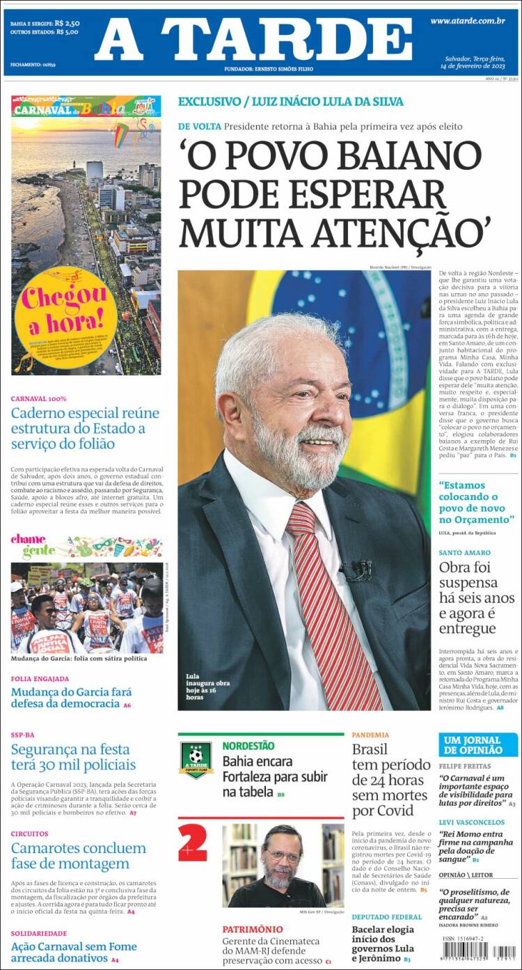 Portada de Diário A Tarde (Br&eacute;sil)