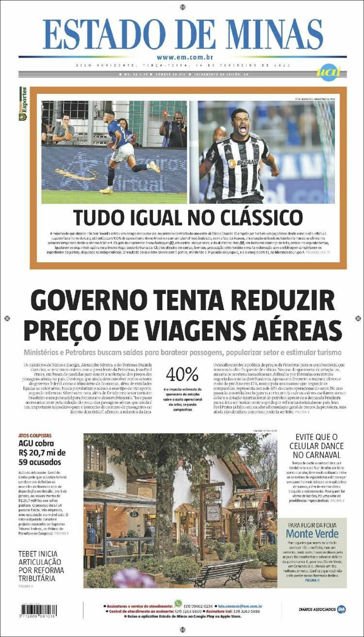 Portada de Jornal Estado de Minas (Br&eacute;sil)