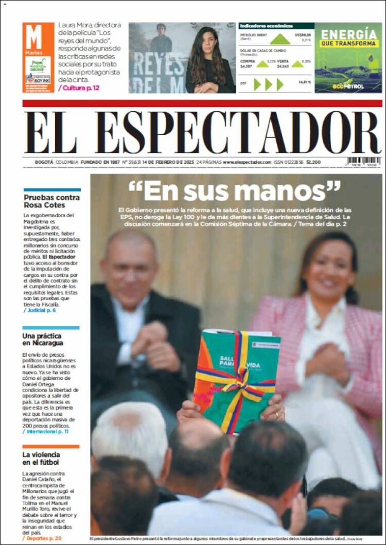 Portada de El Espectador (Colombia)