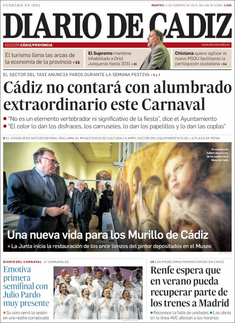 Portada de Diario de Cádiz (España)