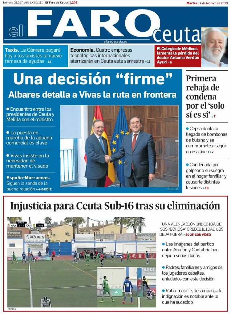 Portada de El Faro de Ceuta (España)