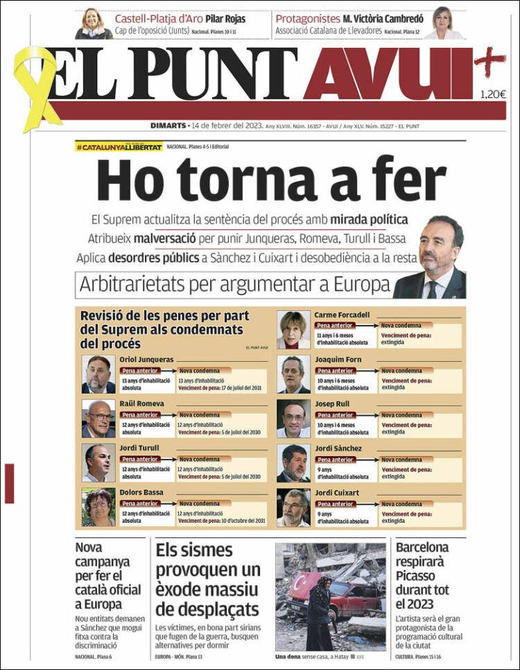 Portada de El Punt Avui (España)