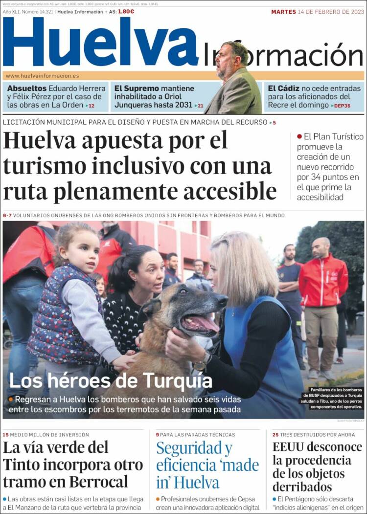 Portada de Huelva Información (España)