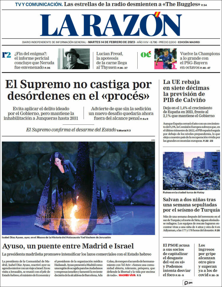 Portada de La Razón (España)